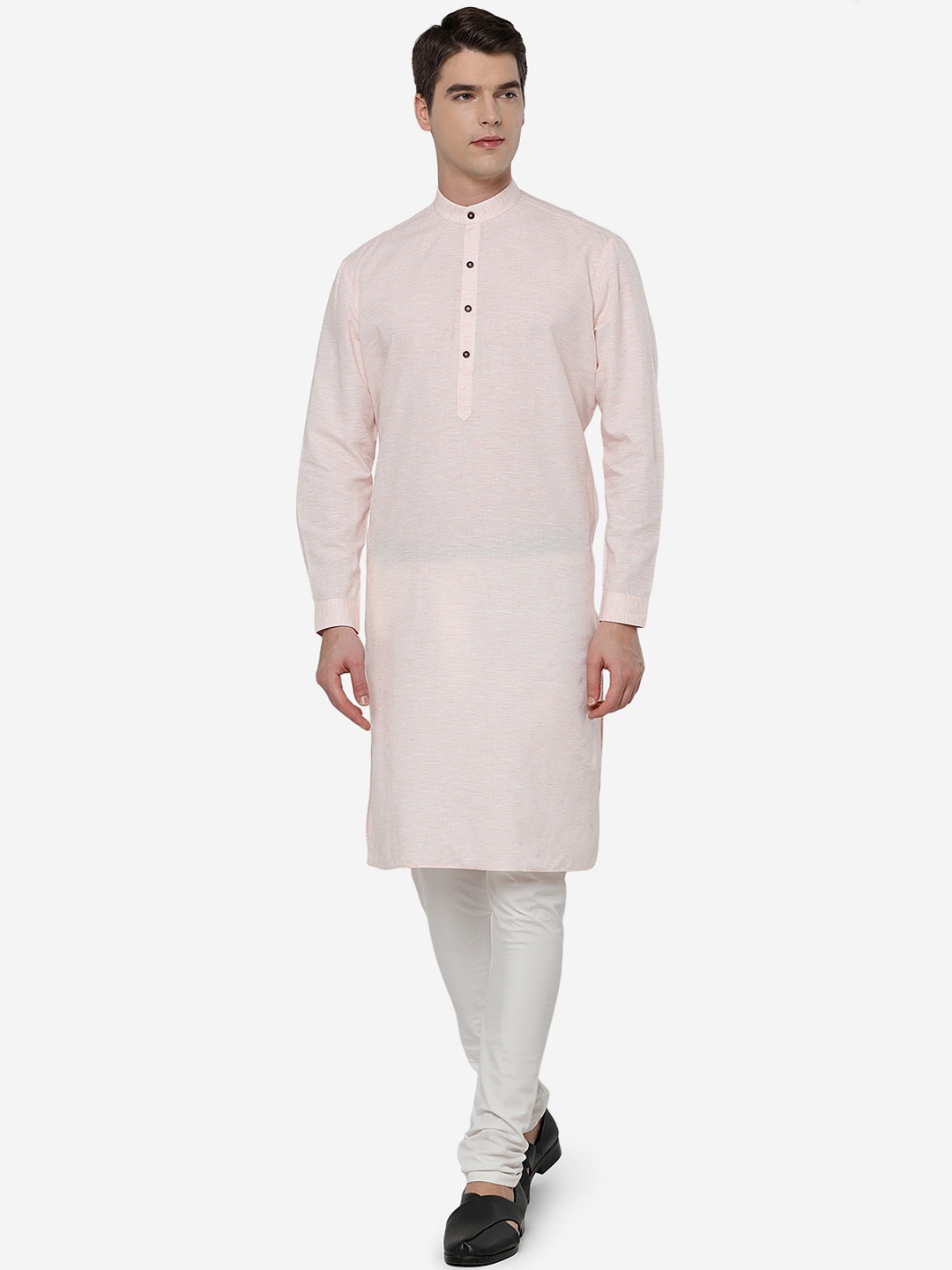 

JADE BLUE Men Peach-Coloured Cotton Kurta