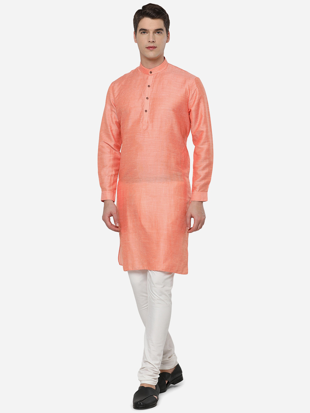 

JADE BLUE Men Orange Thread Work Kurta
