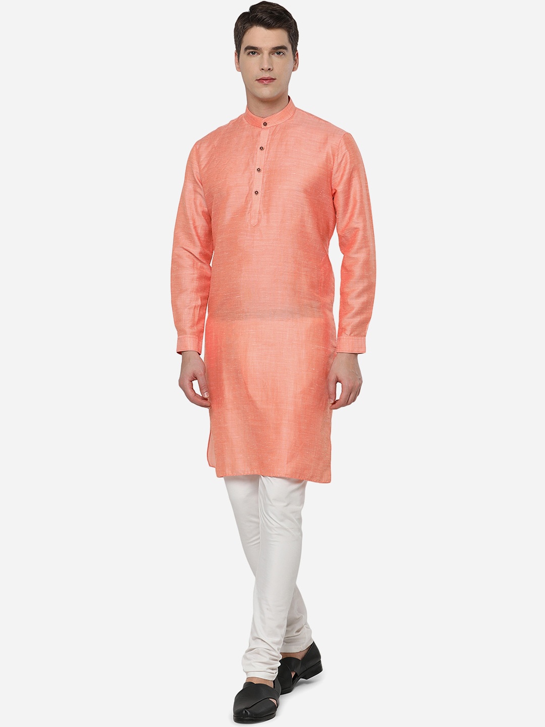 

JADE BLUE Men Orange Solid Kurta