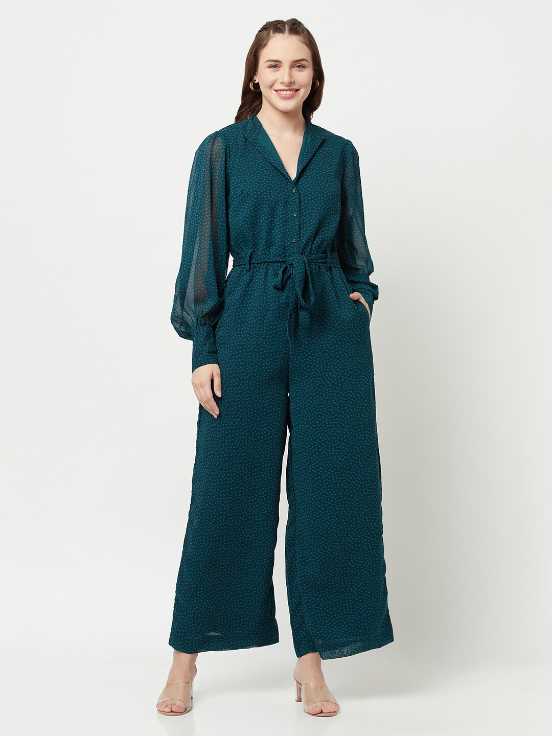 

SQew Green Printed Culotte Jumpsuit