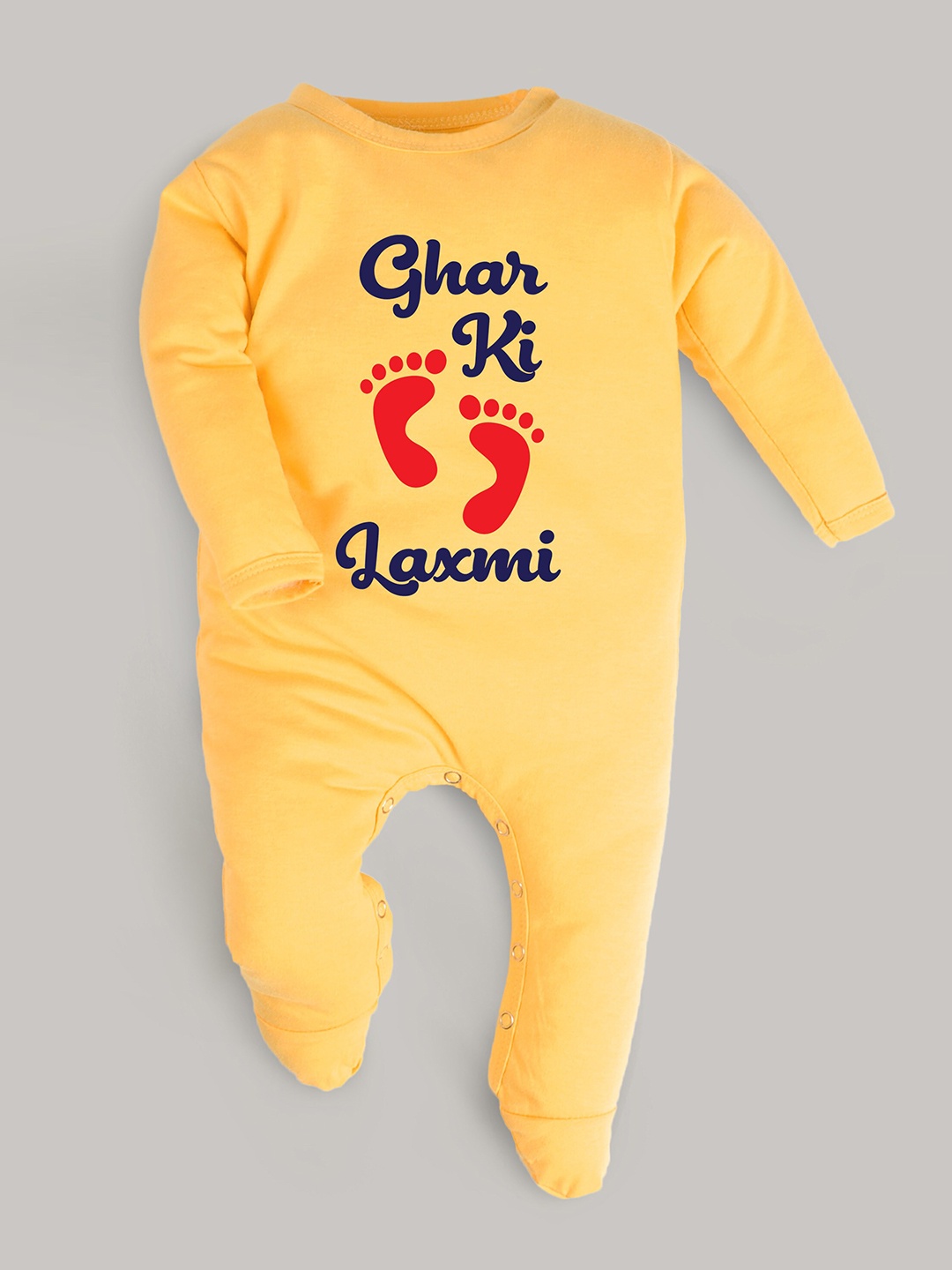 

FFLIRTYGO Kids Yellow & Red Printed Pure Cotton Sleepsuit