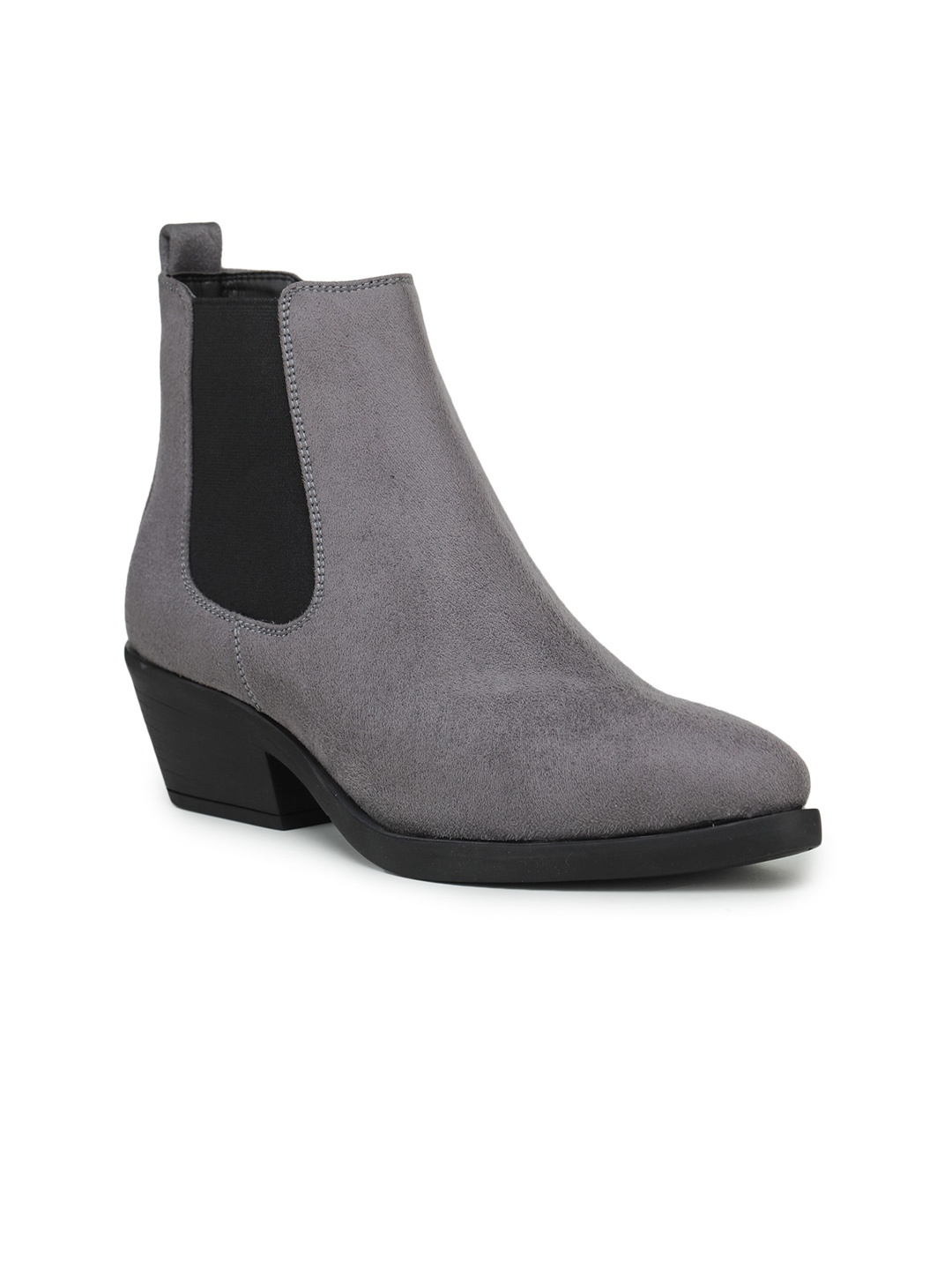 

GARDIN Women Grey Textured Pointed Toe Chelsea Boots