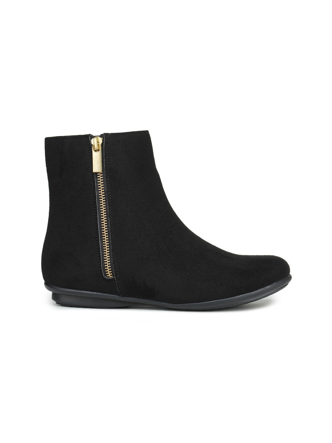 

GARDIN Women Black Flat Mid-top Boots