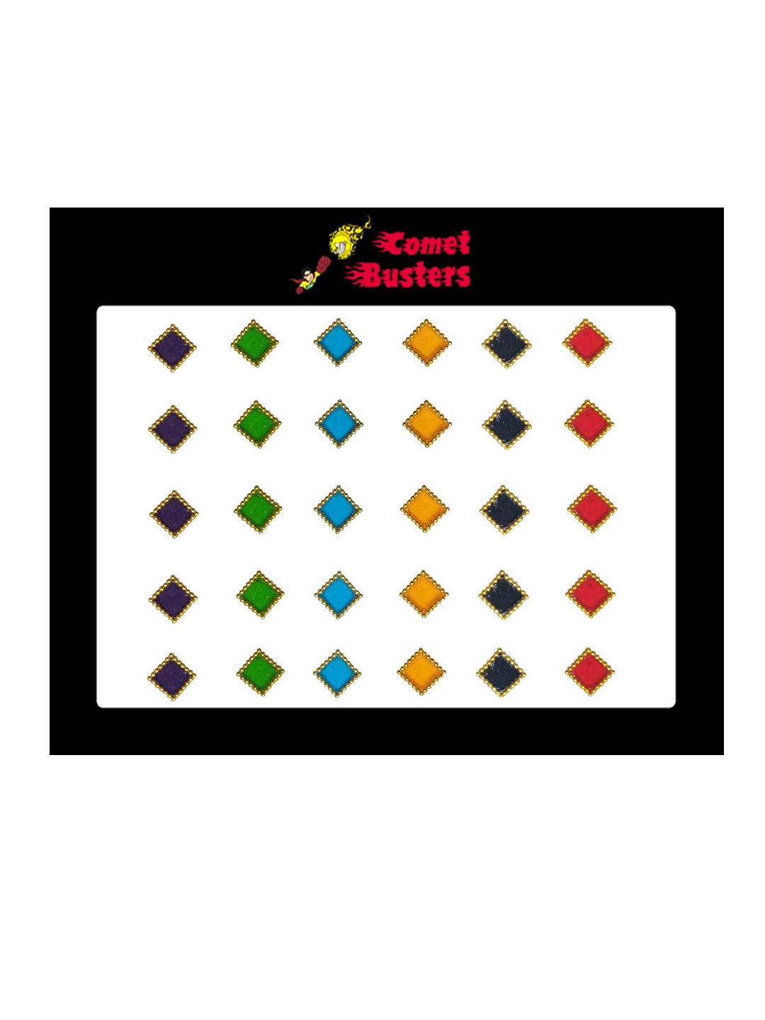 

Comet Busters 30 Pcs Multicoloured Diamond Shaped Beaded Bindi, Multi