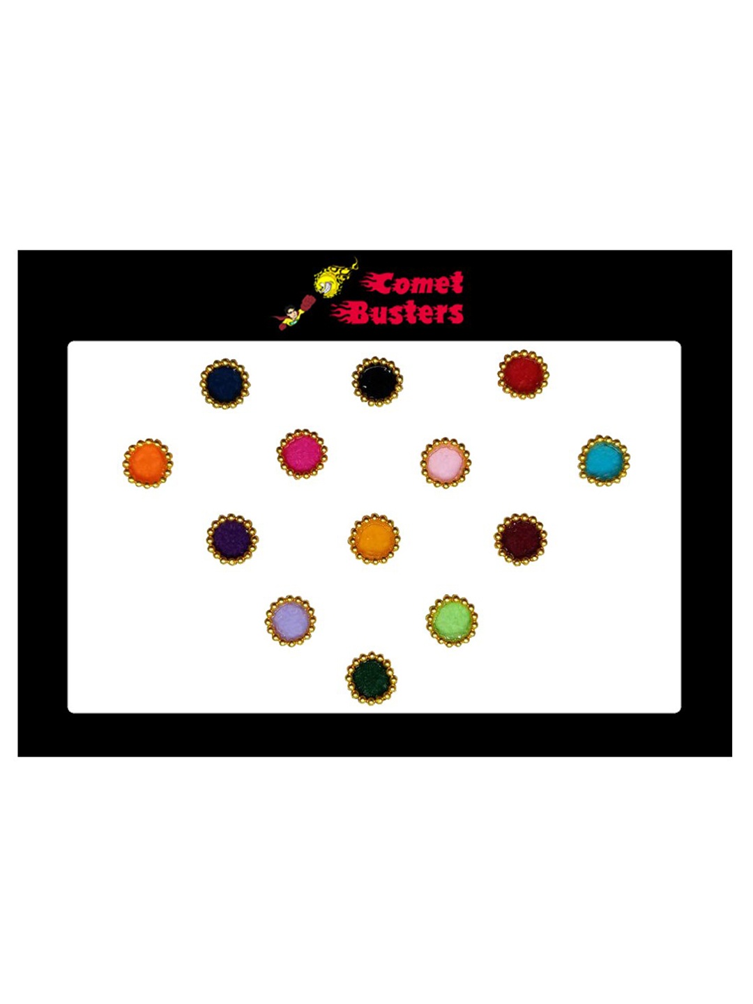 

Comet Busters Multicoloured Round Shaped Bindis - 13 Pcs, Multi