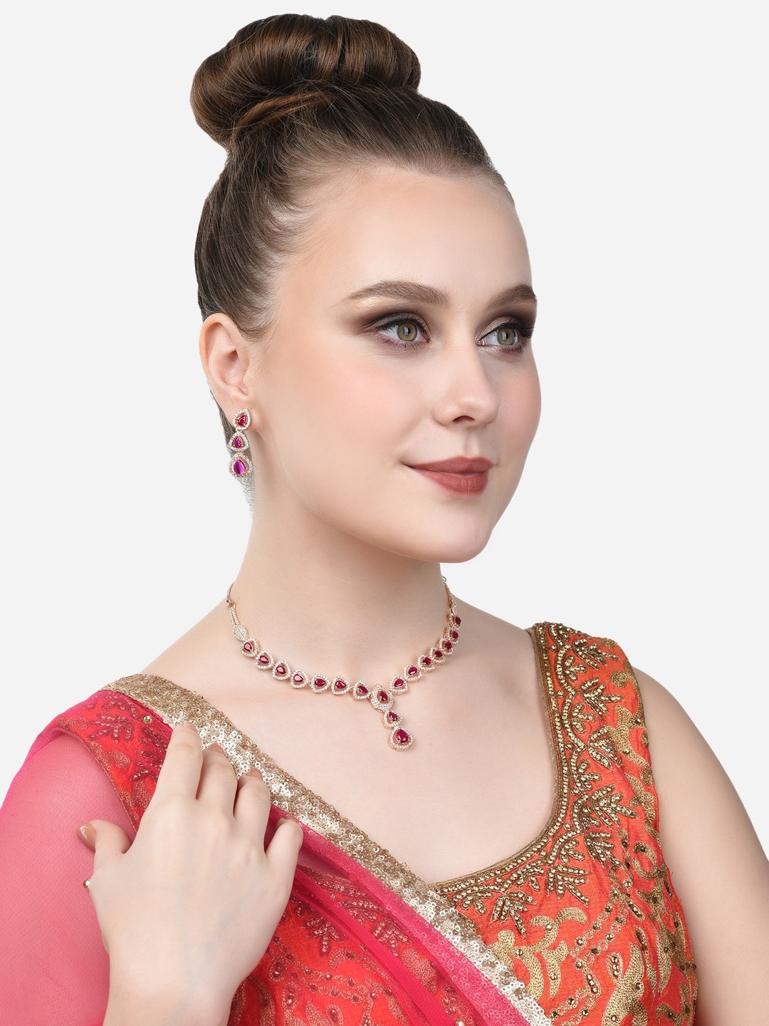 

Ami Women Pink Gold-Plated Jewellery Set, Rose gold