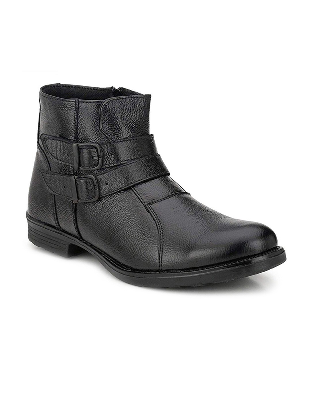 

Mactree Men Black Solid Leather Regular Boots