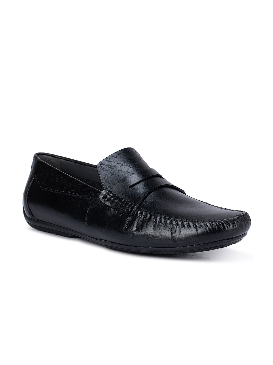 

ROSSO BRUNELLO Men Black Leather Loafers