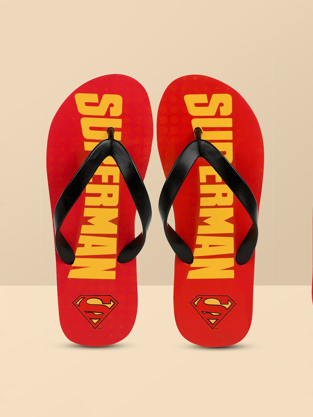 

Free Authority Men Red & Black Superman Printed Rubber Thong Flip-Flops