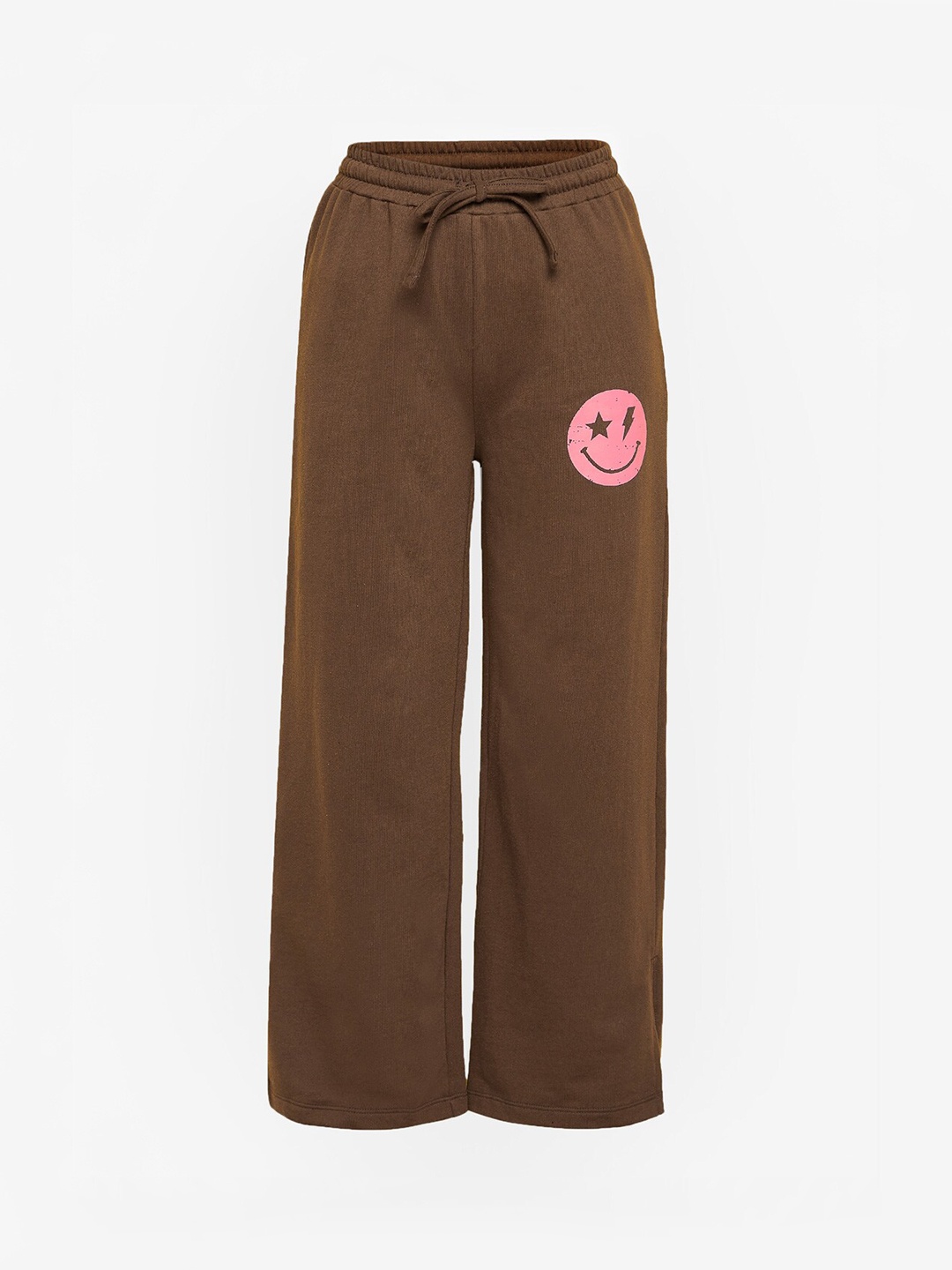 

Noh.Voh - SASSAFRAS Kids Girls Brown Smiley Track Pants