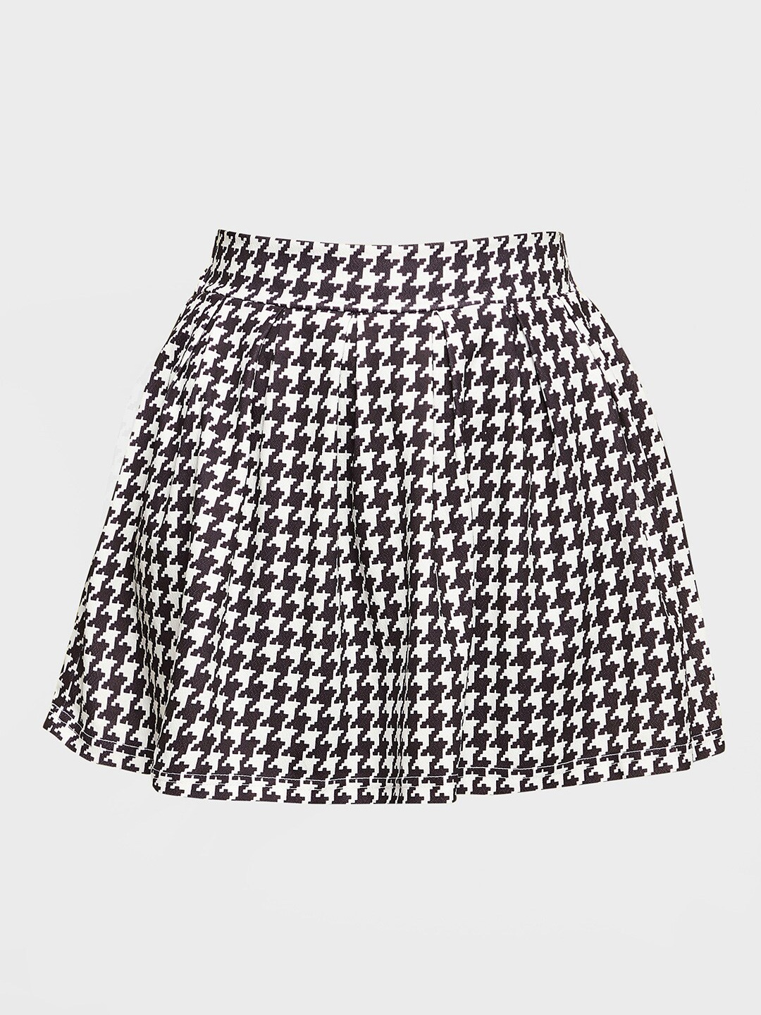 

Noh.Voh - SASSAFRAS Kids Girls Black Houndstooth Checked Pleated Mini Skirts