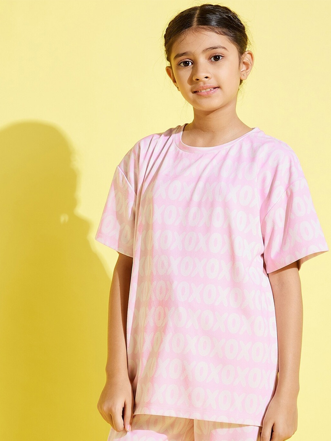 

Noh Voh - SASSAFRAS Kids Pink Print Drop Shoulder Top