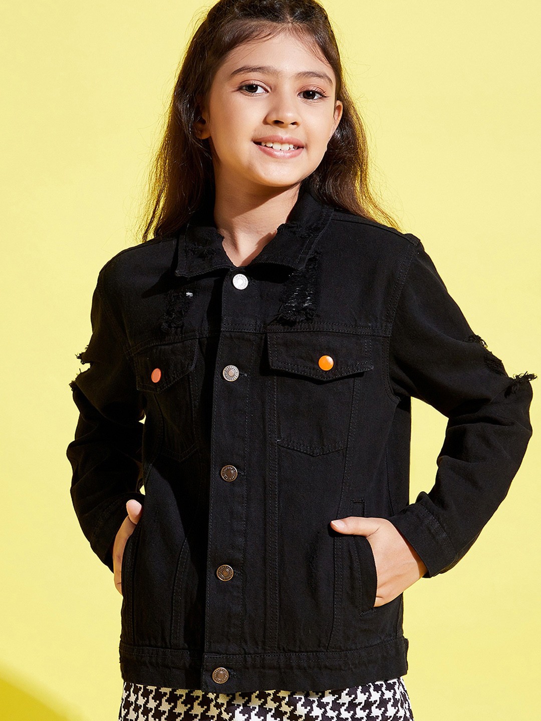 

Noh Voh - SASSAFRAS Kids Girls Black Washed Denim Jacket