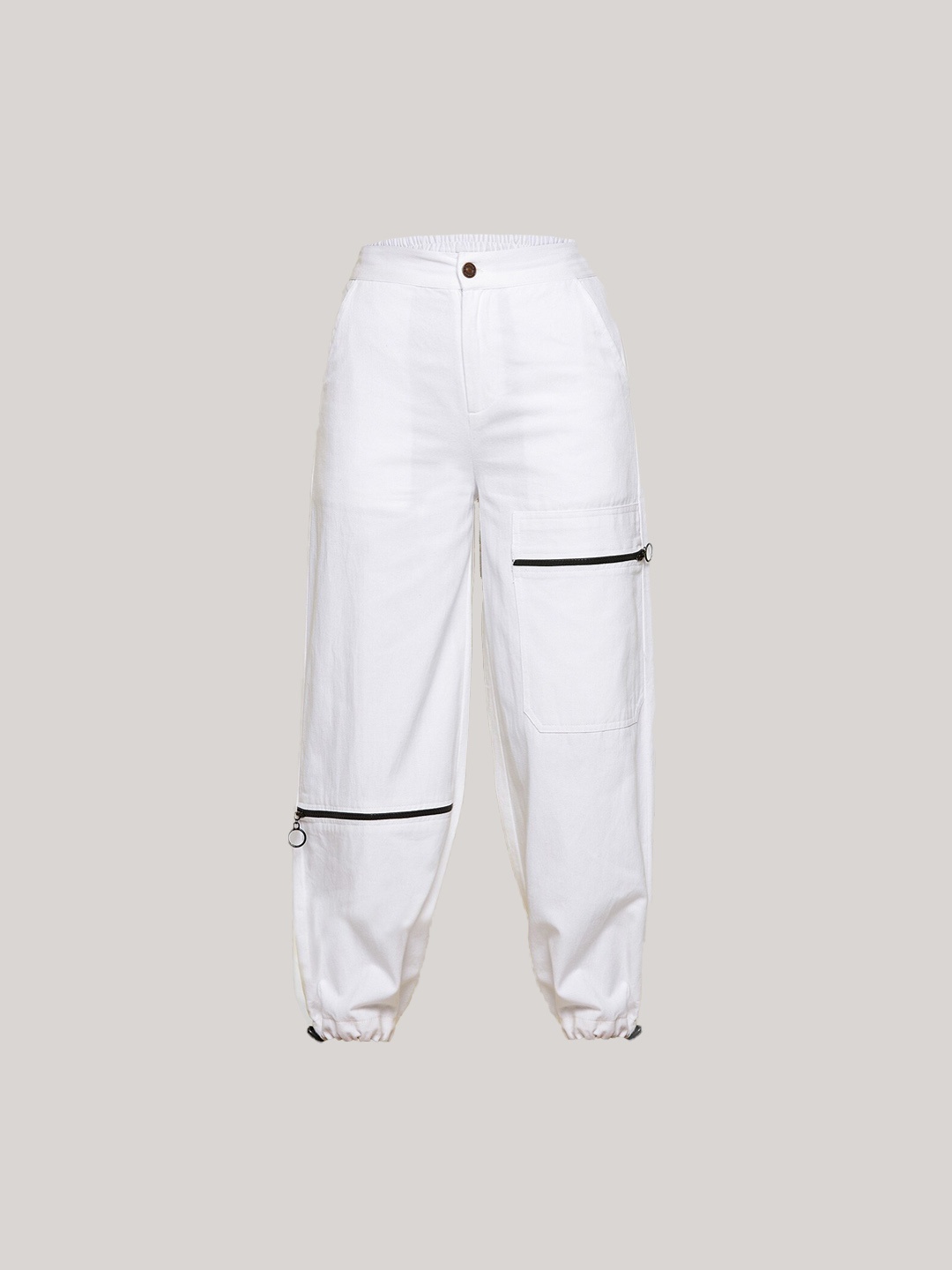 

Noh.Voh - SASSAFRAS Kids Girls White Solid Pure Cotton Joggers