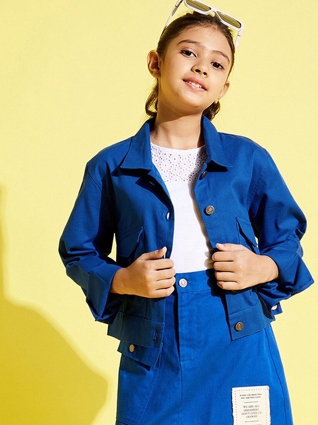 

Noh Voh - SASSAFRAS Kids Girls Blue Crop Twill Jacket