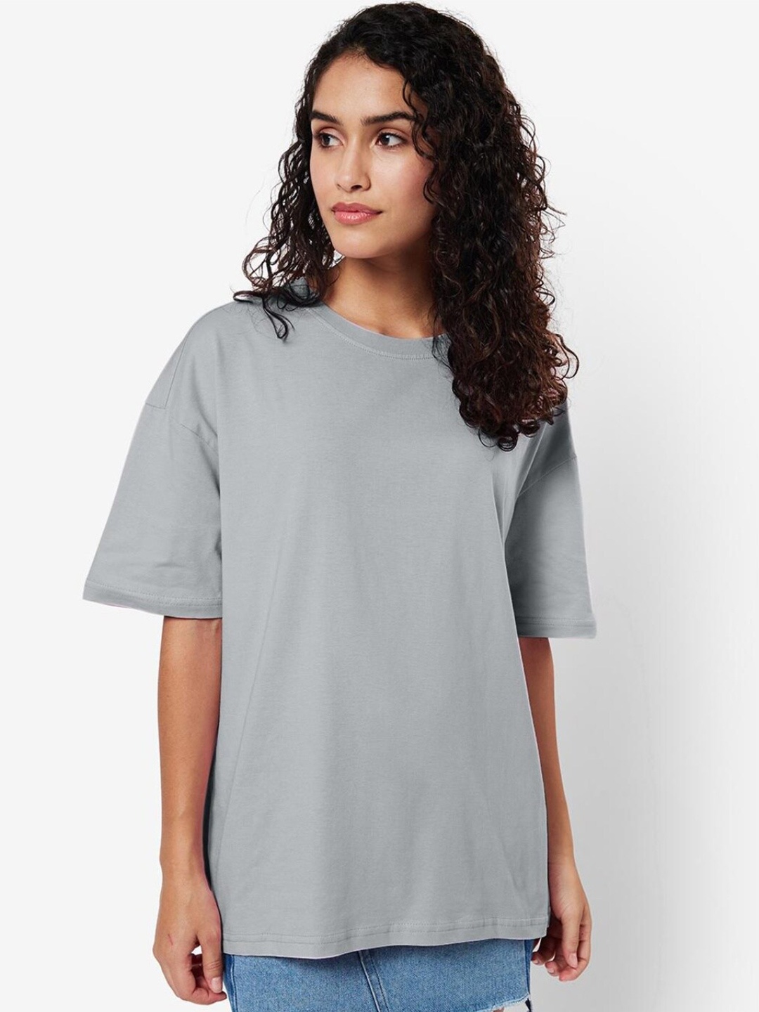 

Bewakoof Women Grey Loose T-shirt