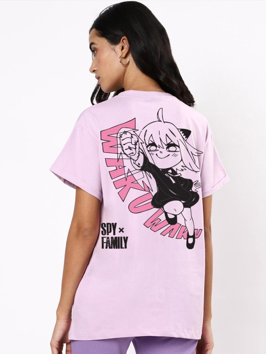 

Bewakoof Women Waku Graphic Printed Boyfriend T-shirt, Purple
