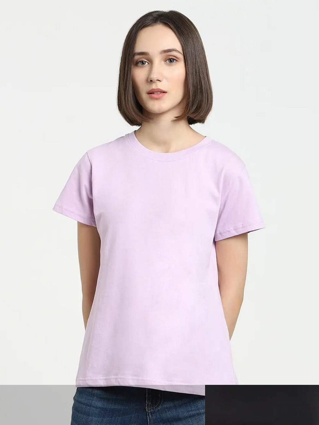 

Bewakoof Women Pack Of 2 Black & Purple Slim Fit T-shirt