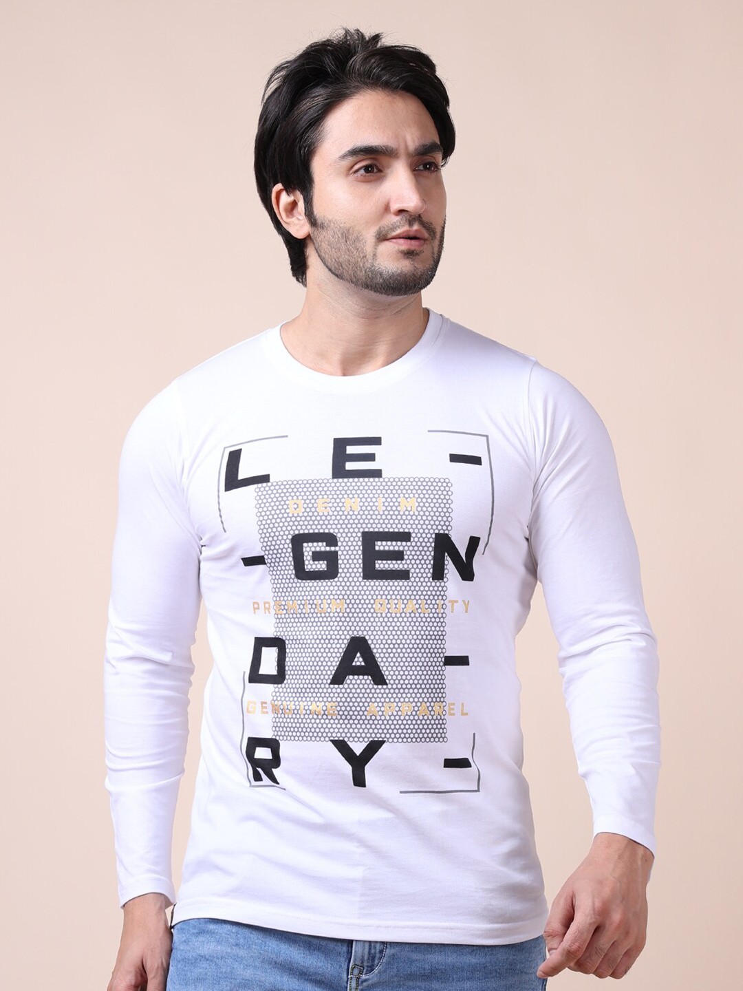 

berry blues Men Typography Printed Cotton T-shirt, White
