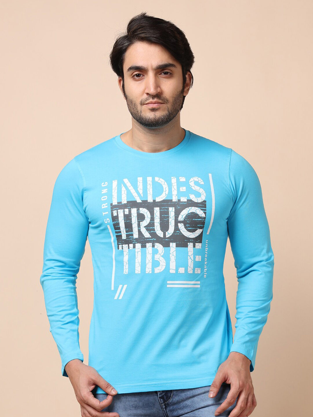 

berry blues Men Printed Cotton T-shirt, Blue