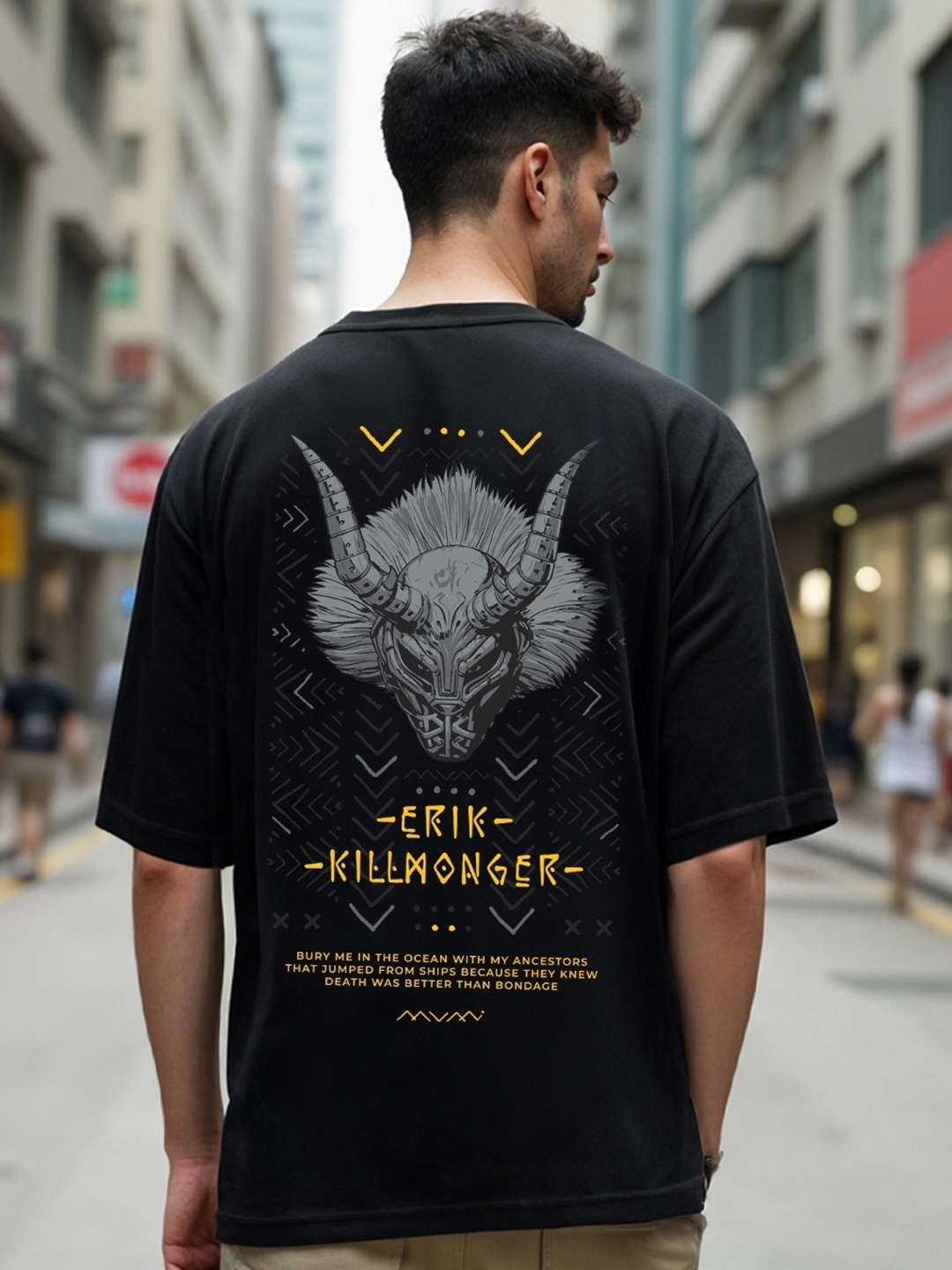 Bewakoof Men Black Typography Printed Oversized T-shirt