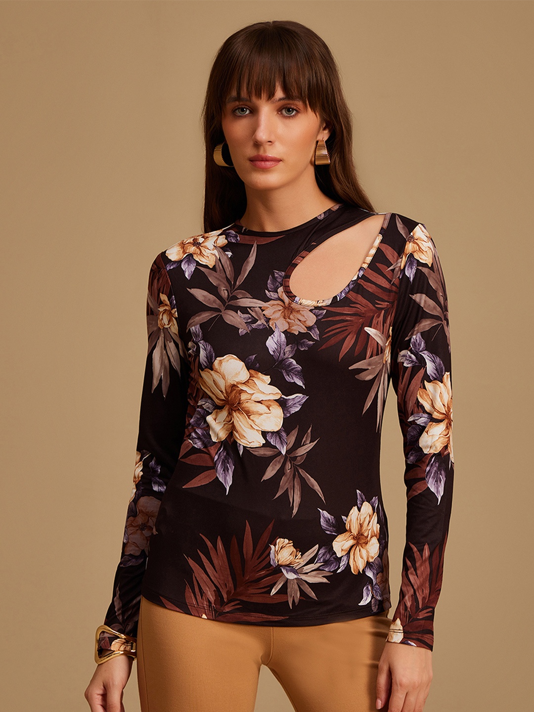 

Kazo Women Brown Floral Print Top