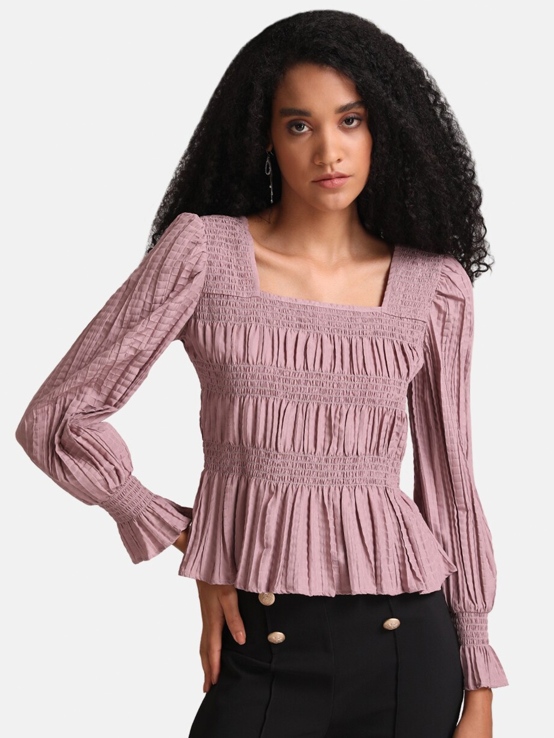 

Kazo Women Purple Pleated Top