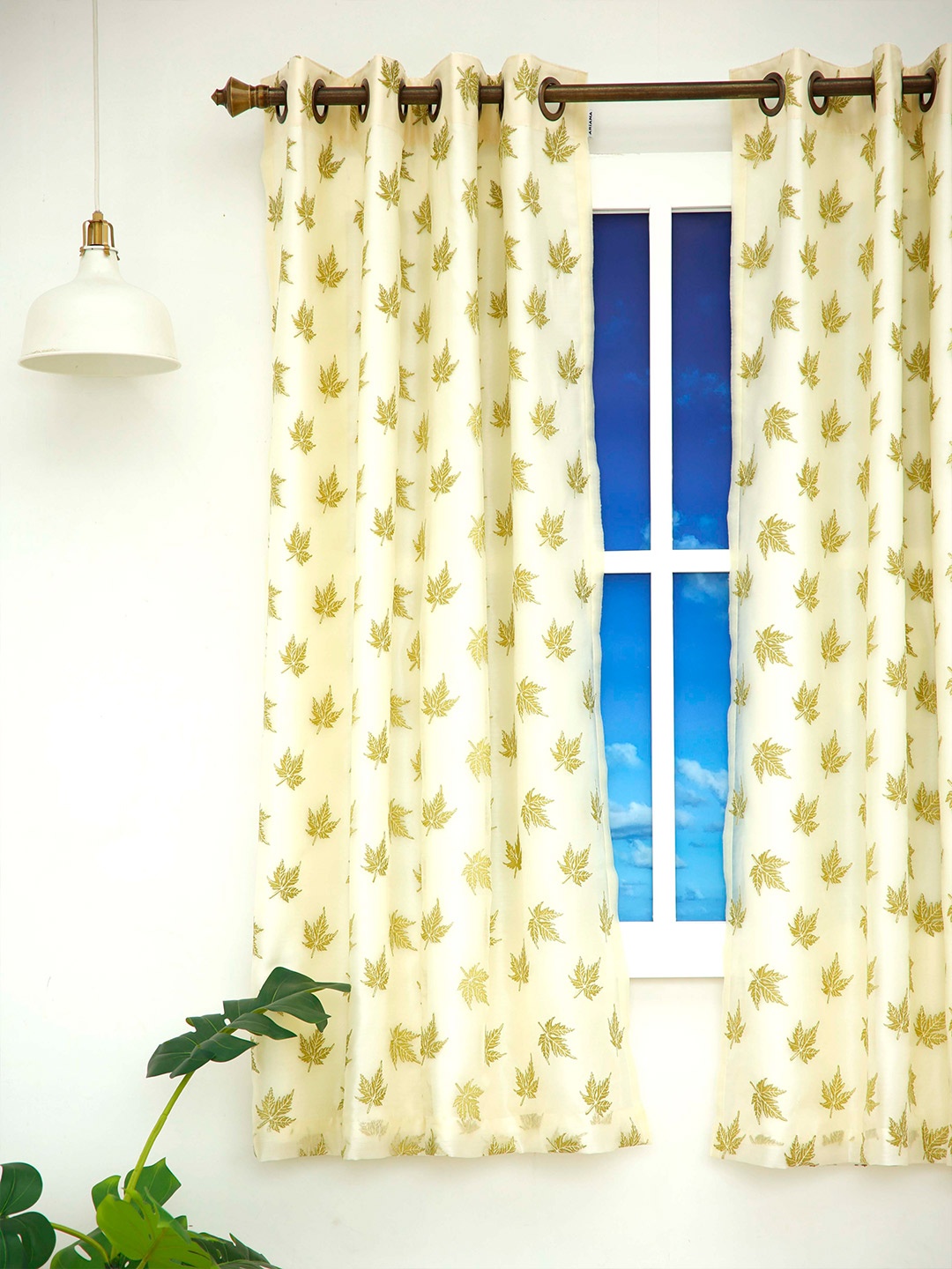 

Ariana Olive Green & Cream-Coloured Floral Window Curtain