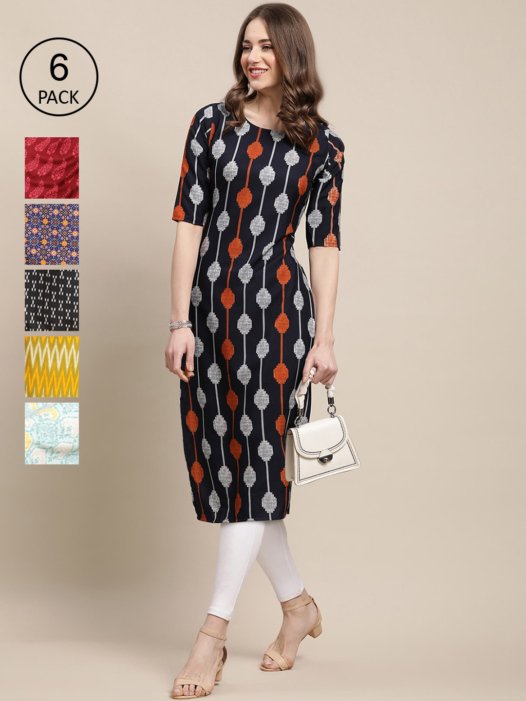 

7Threads Women Multicoloured Checked Mirror Work Summer Sheers Crepe Anarkali Kurta, Multi