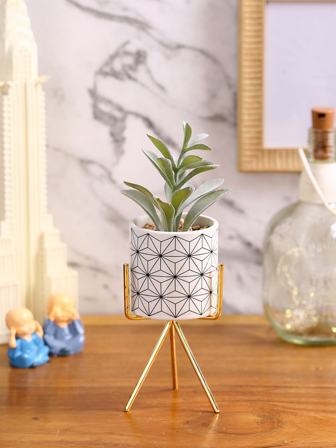 

Fourwalls Green Artificial Succulent Plant With Pot