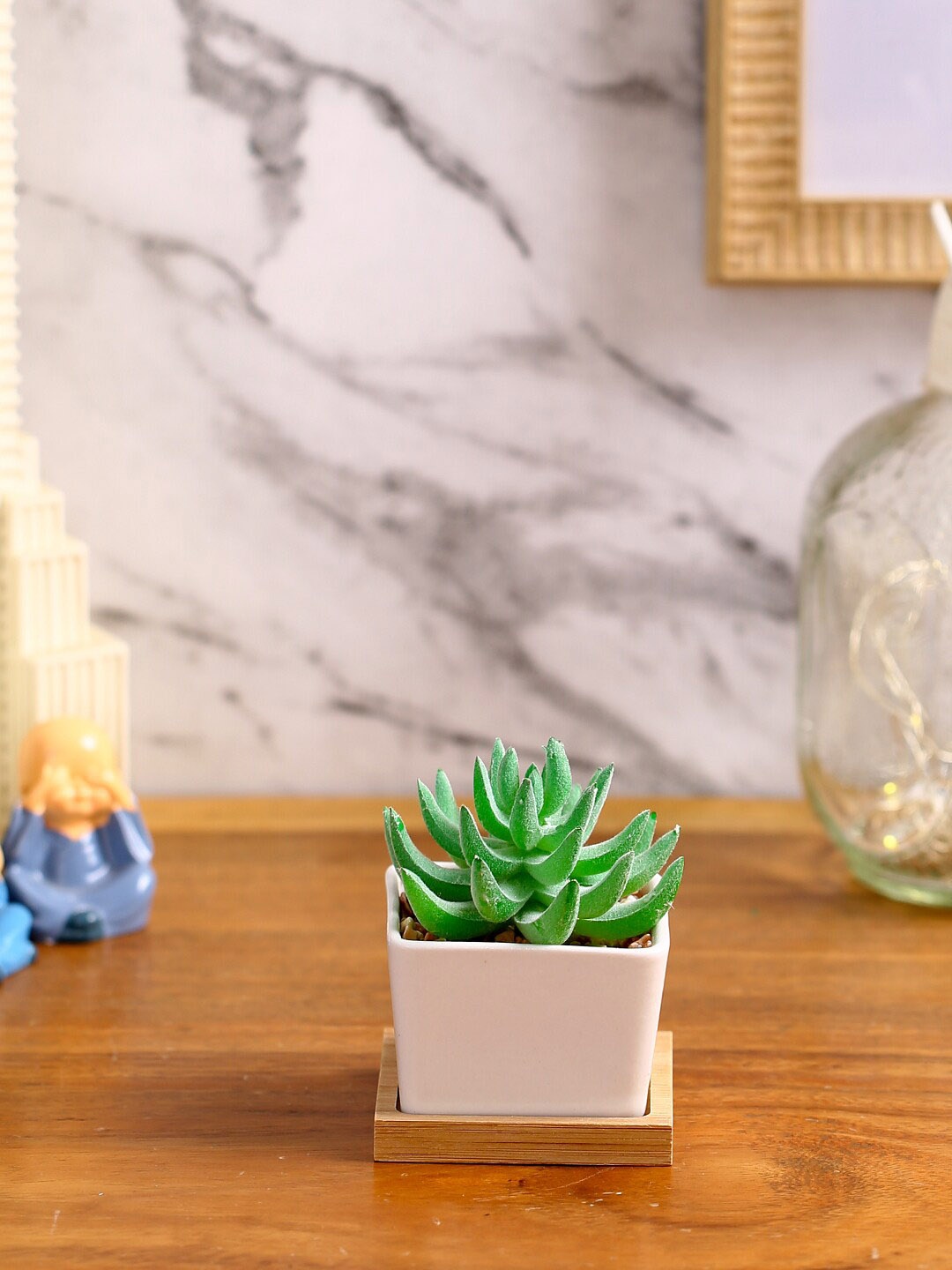 

Fourwalls Green Artificial Succulent Plant With Pot