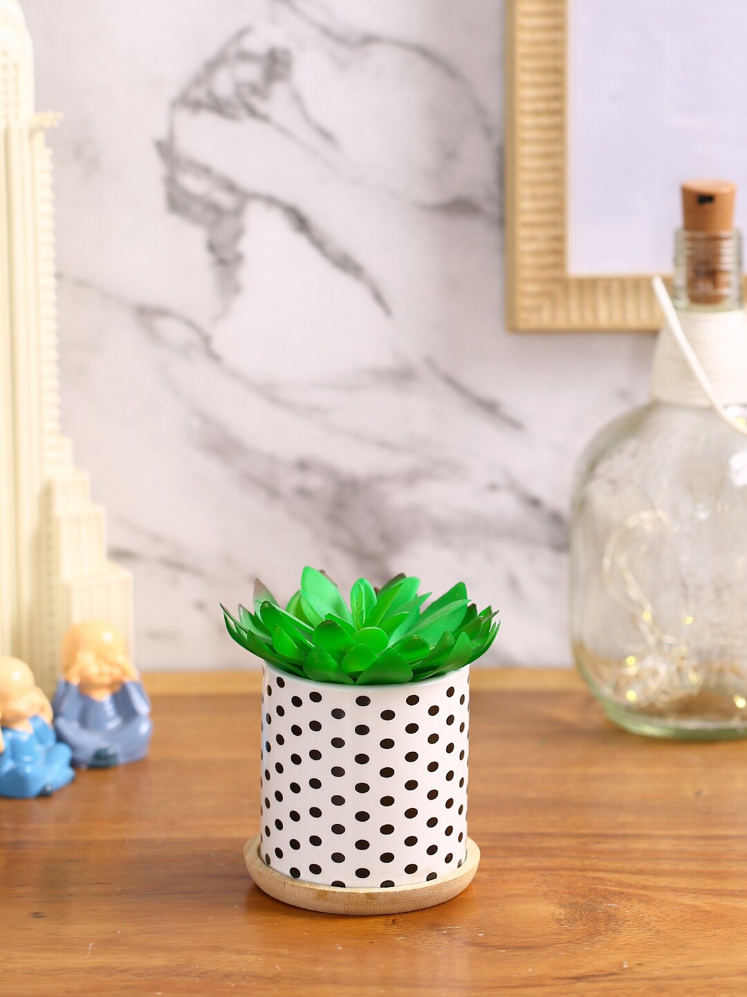 

Fourwalls Green Artificial Succulent Plant With Pot