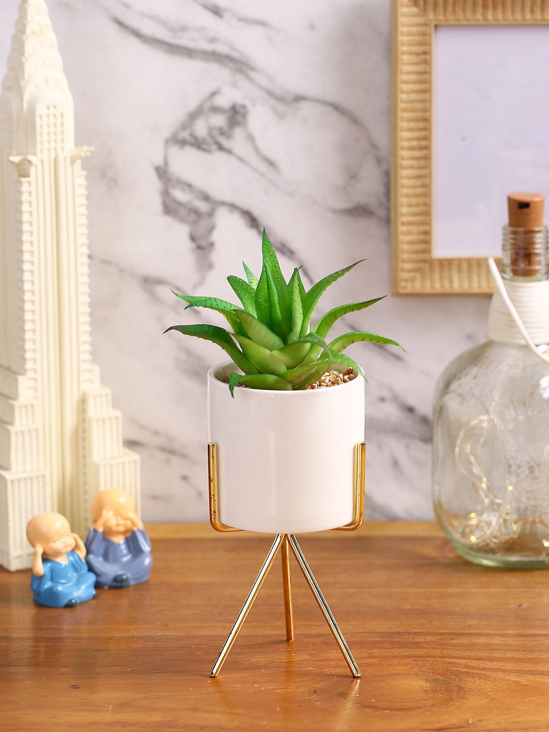 

Fourwalls Green Artificial Succulent Plant With Pot