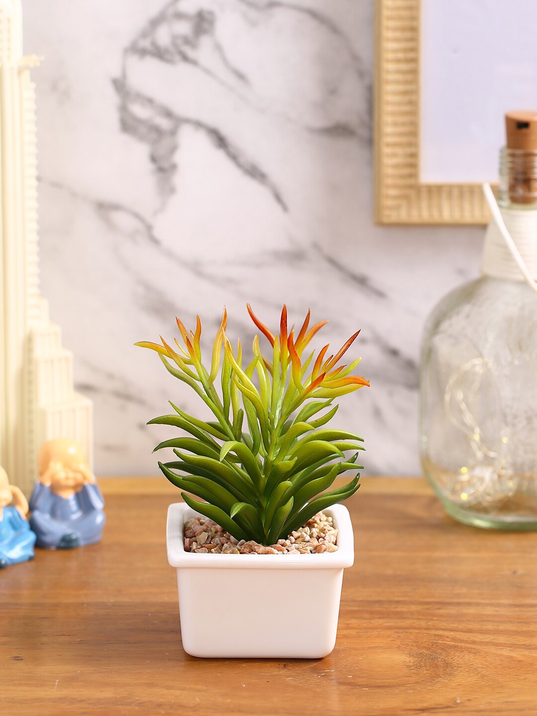 

Fourwalls Green Artificial Succulent Plant With Ceramic Pot, Multi