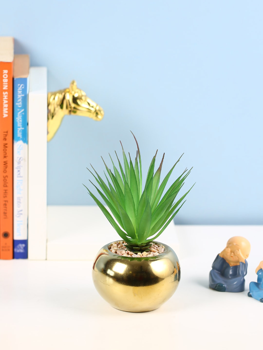 

Fourwalls Green Artificial Succulent Plant With Ceramic Pot