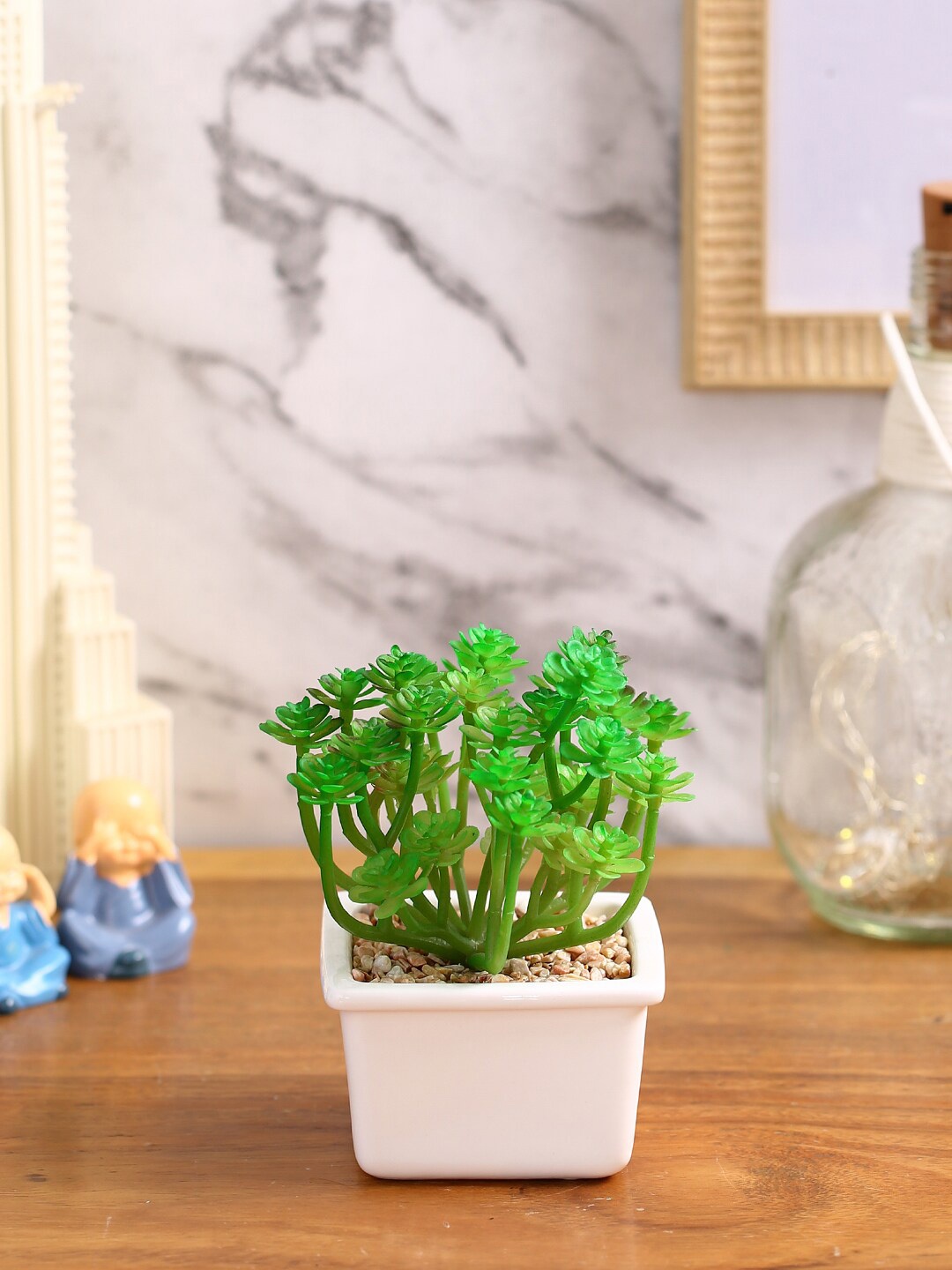 

Fourwalls Green Artificial Succulent Plant With Pot