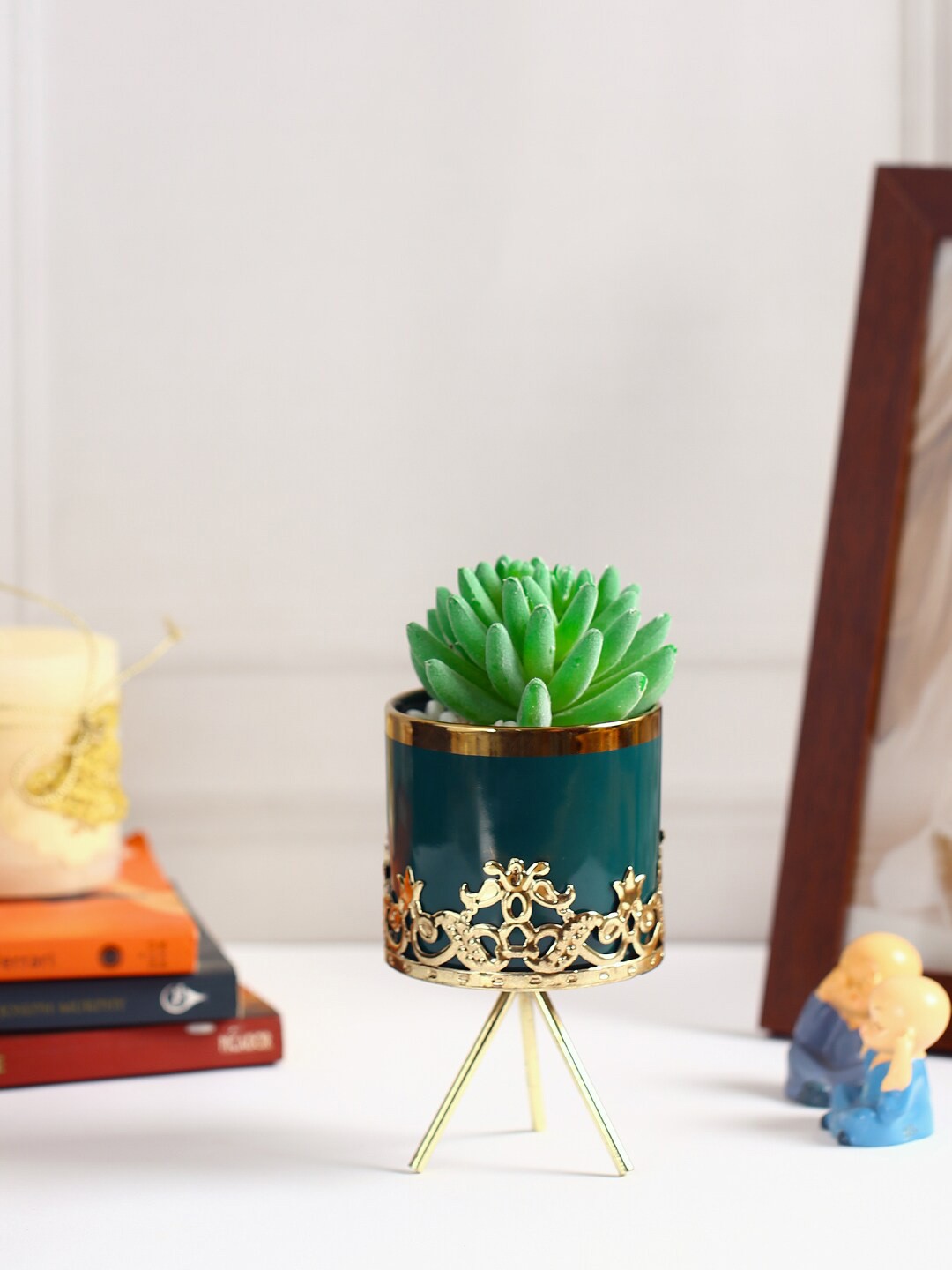 

Fourwalls Green Artificial Succulent Plant With Pot