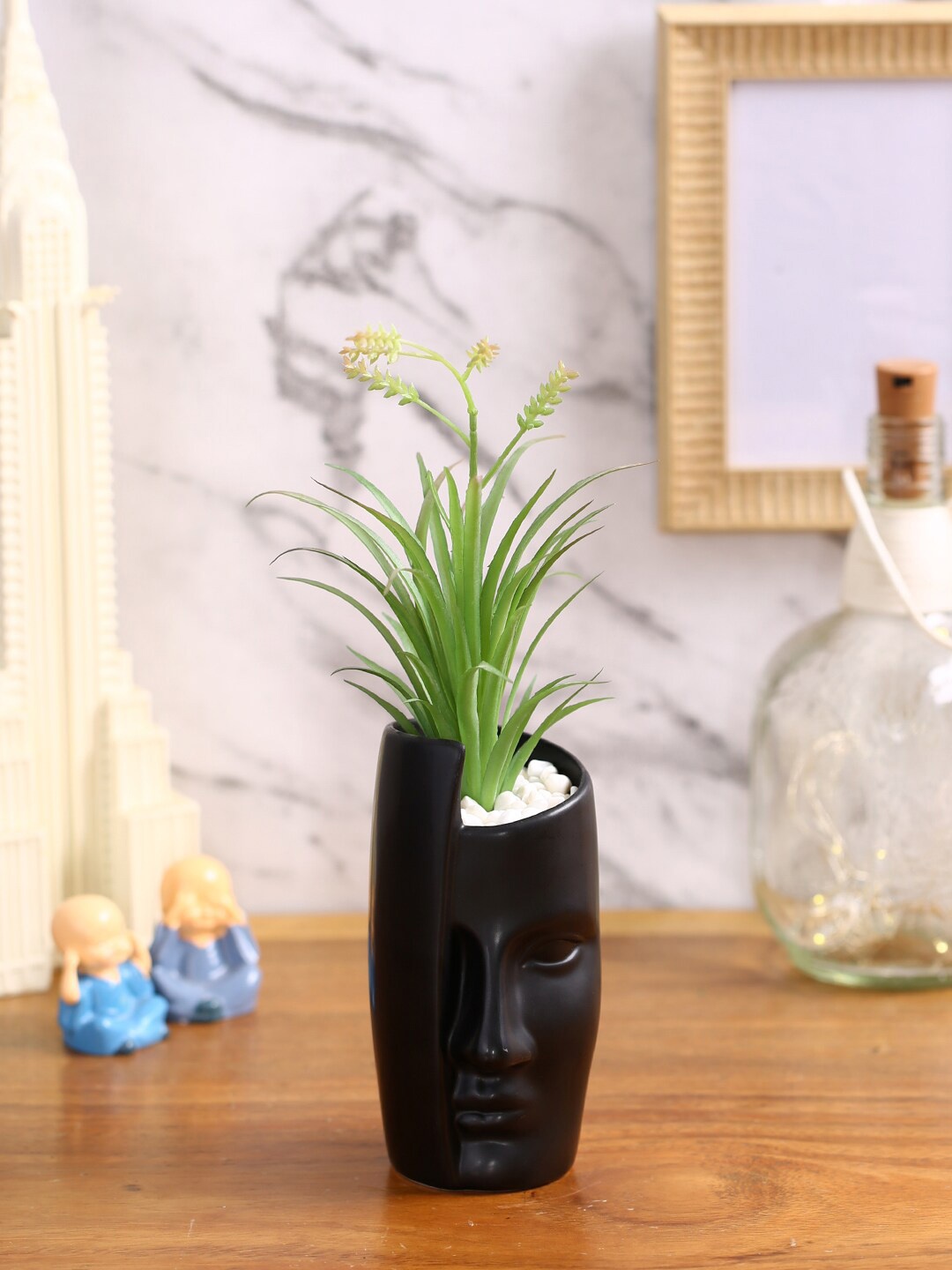 

Fourwalls Green Artificial Succulent Plant With Ceramic Pot