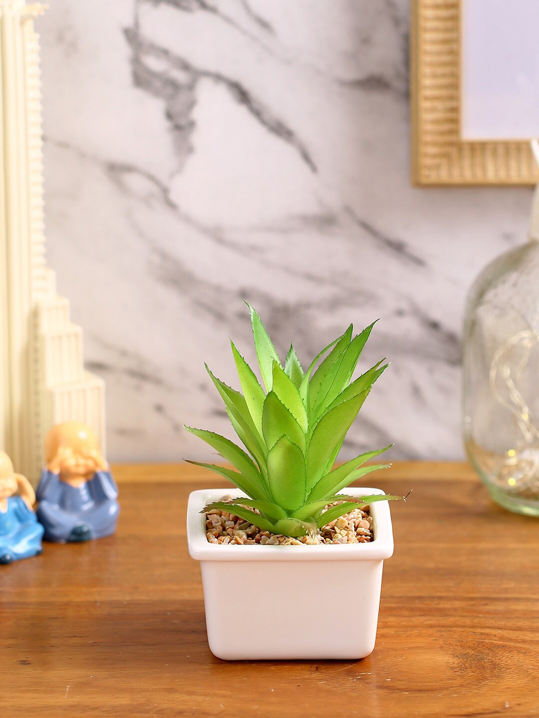 

Fourwalls Green Artificial Succulent Plant With Ceramic Pot
