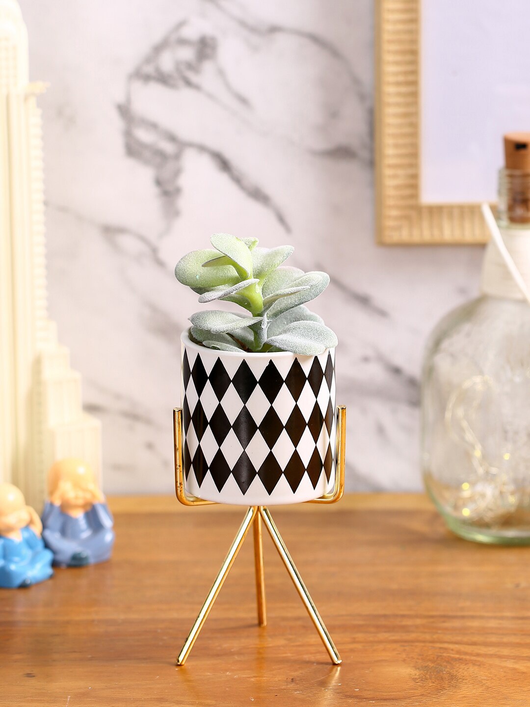 

Fourwalls White Artificial Succulent Plant With Pot