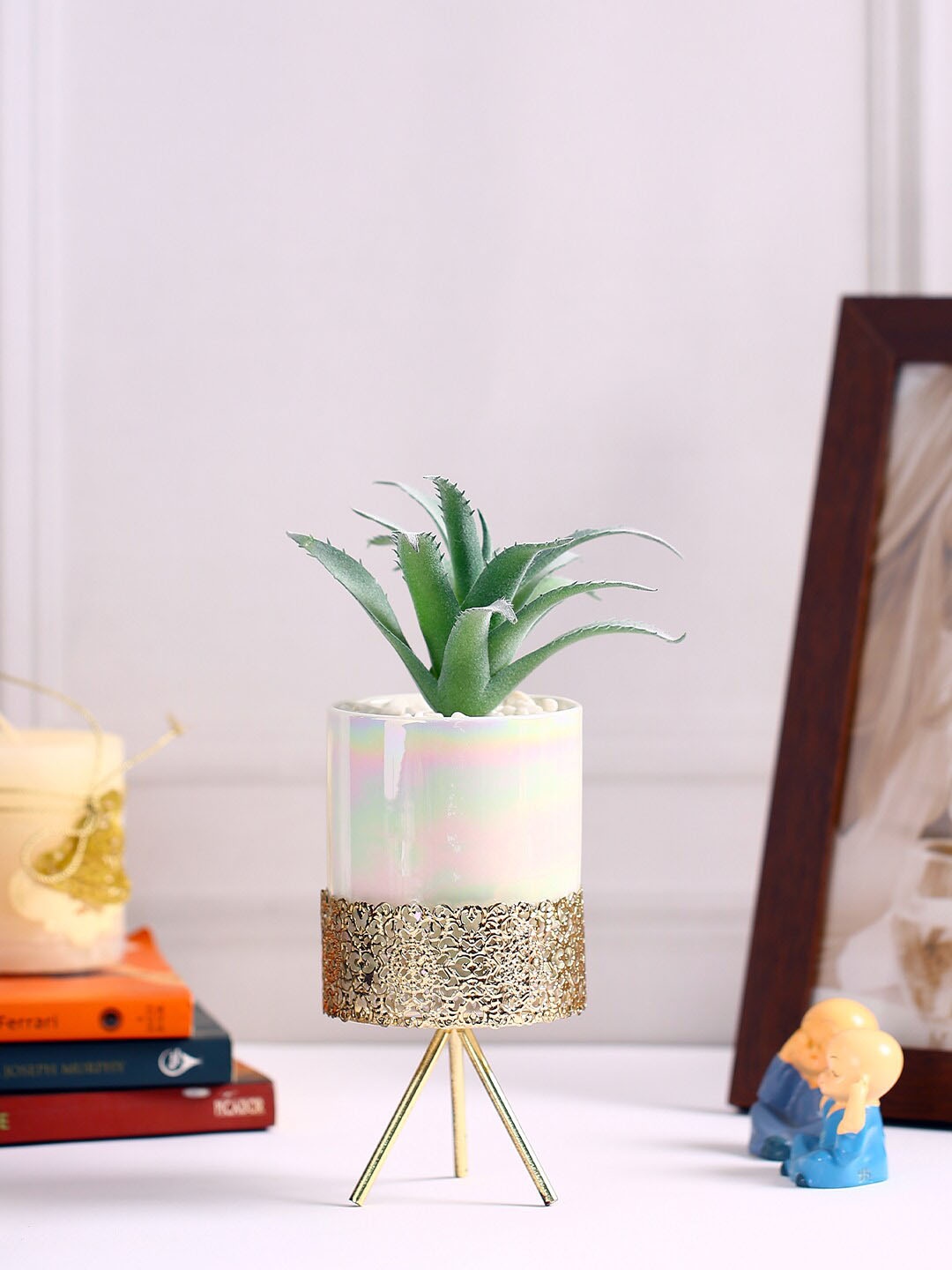 

Fourwalls Green Artificial Succulent With Pot