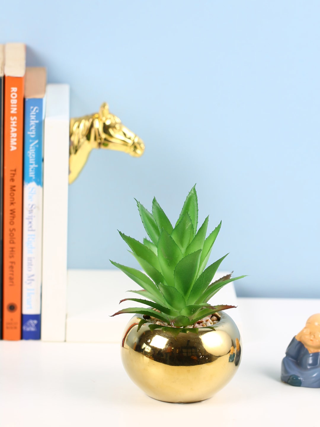

Fourwalls Green Artificial Succulent Plant With Ceramic Pot