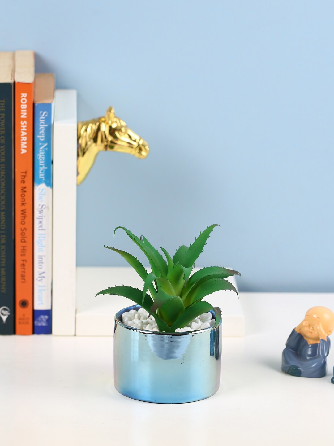 

Fourwalls Green Artificial Succulent With Pot