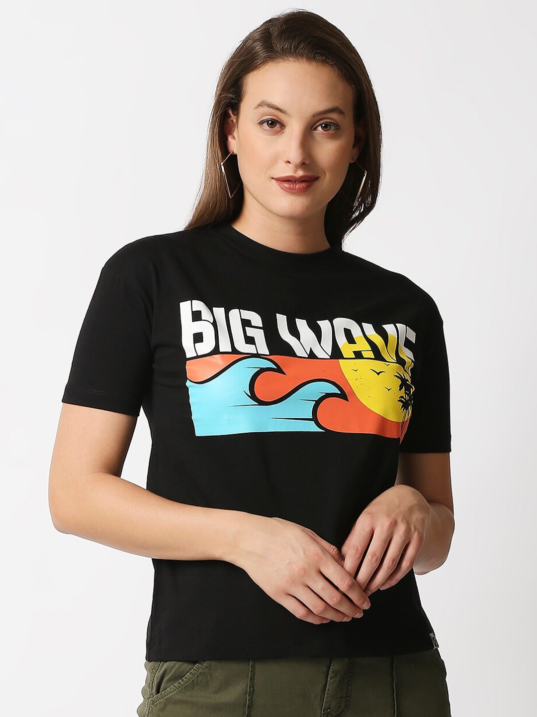 

Blamblack Women Black Typography Printed T-shirt