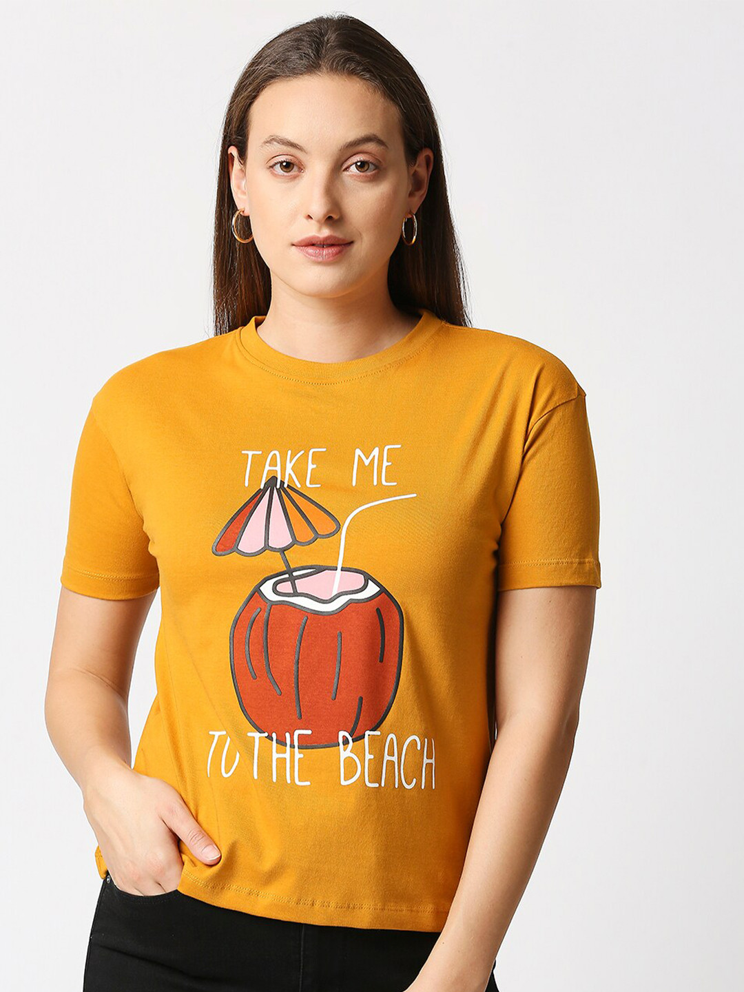 

Blamblack Women Yellow Printed T-shirt