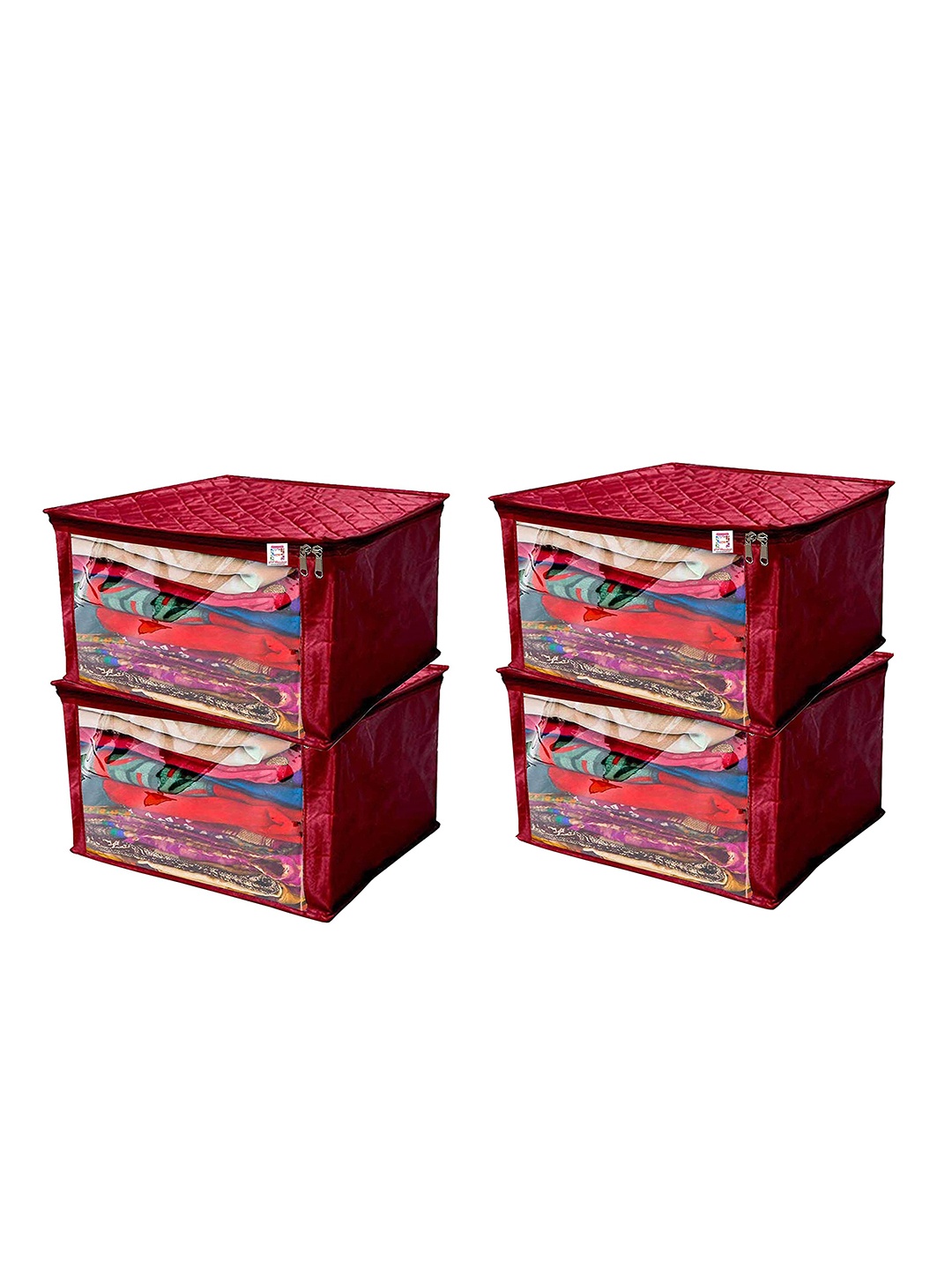 

Atorakushon Set Of 4 Maroon Solid Multi-Utility Organiser