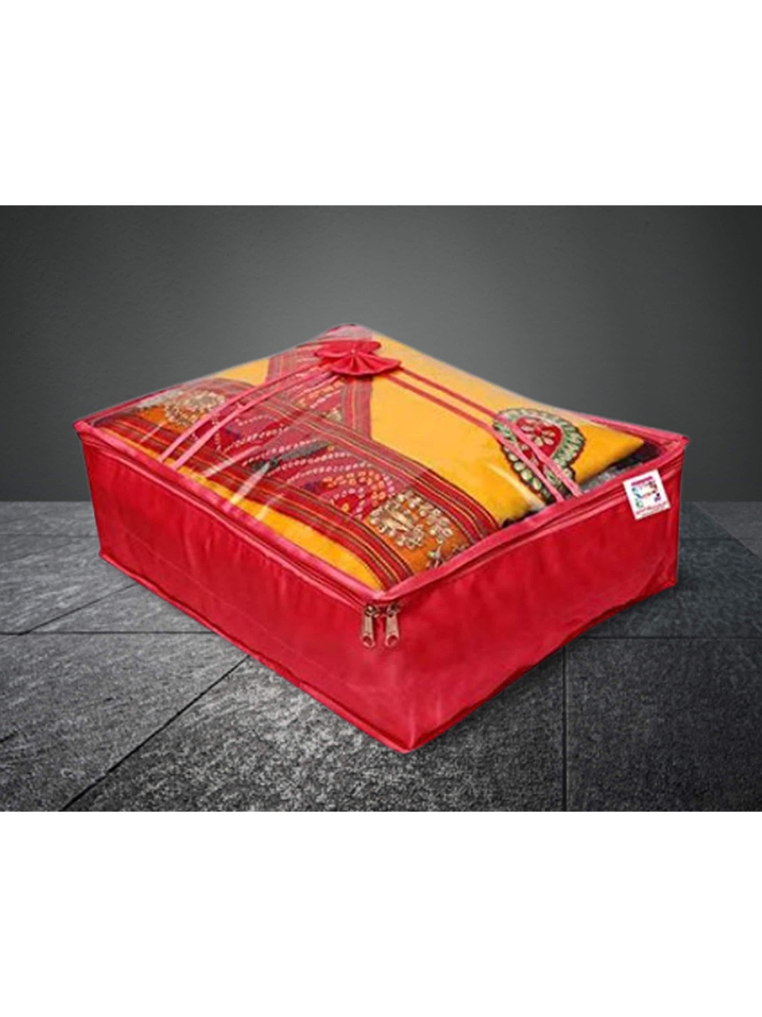

atorakushon Set Of 5 Solid Saree Cloth Storage Organizer Bag, Maroon