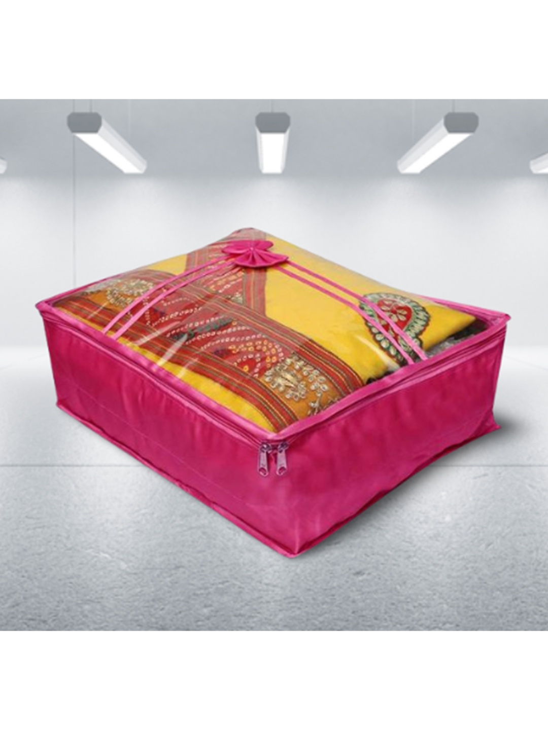 

atorakushon Set Of 2 Solid Saree Cloth Storage Organizer Bag, Purple