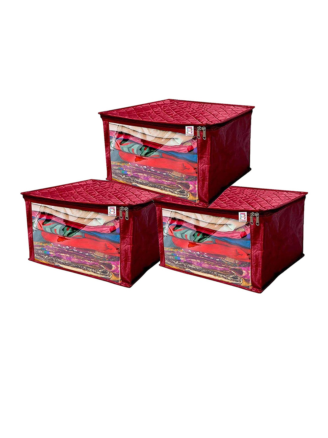 

atorakushon Set of 3 Maroon Solid Organisers