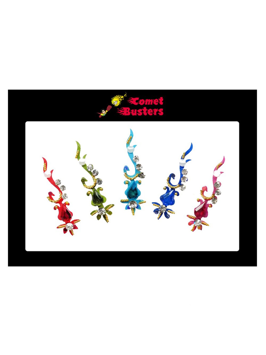 

Comet Busters Red Blue & Green Set Of 5 Bindi